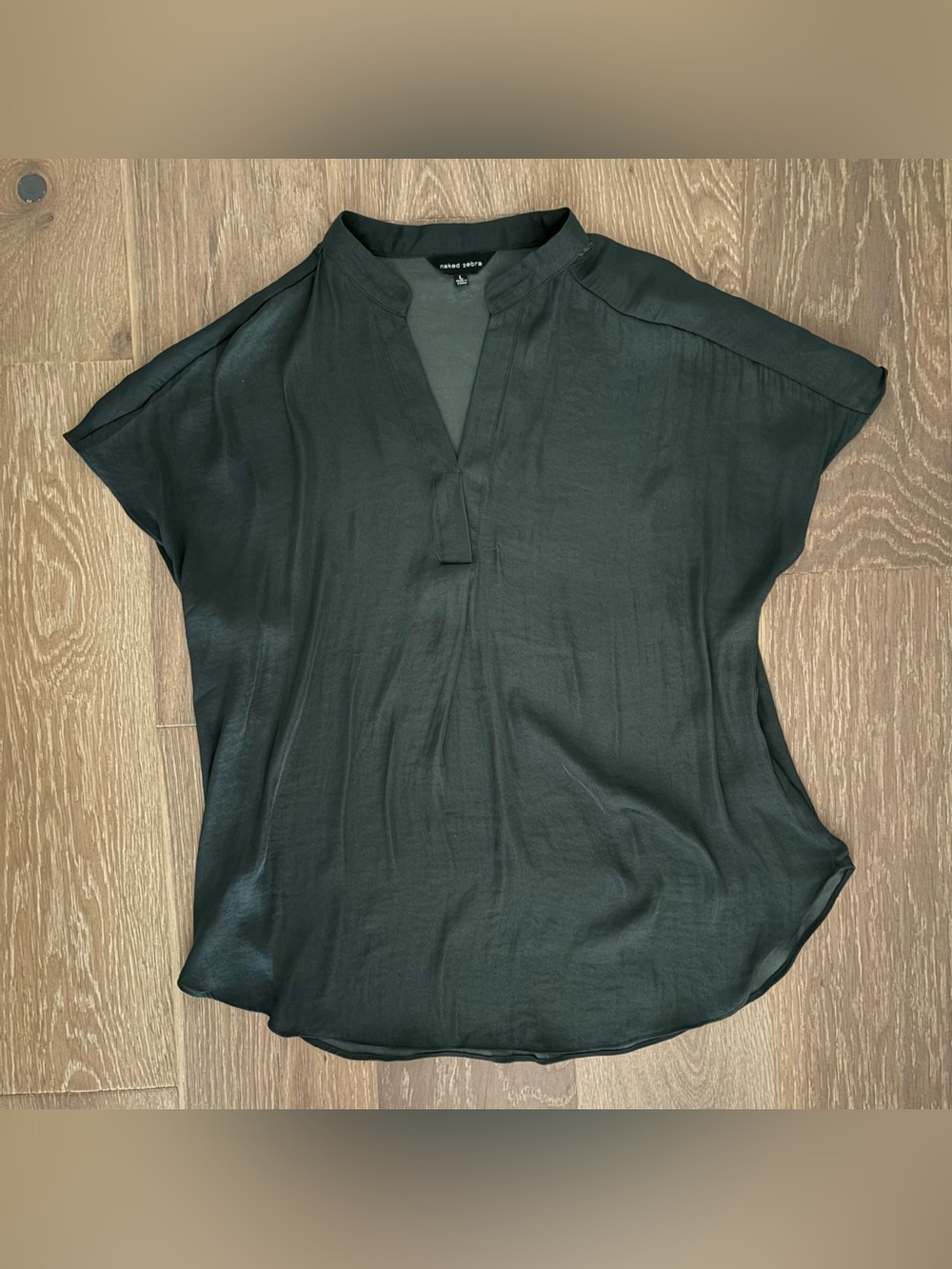 Dark Green Split-Neck Cap Sleeve Top